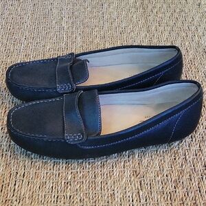 Soul Naturalizer Black Women's Leather Loafers 9.5  Gray Stitching